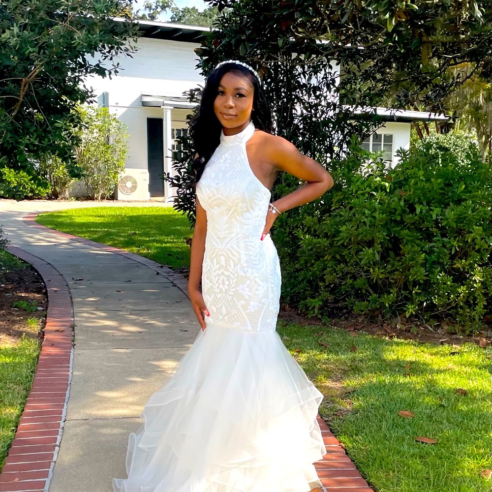 White Mermaid Style Gown size 4